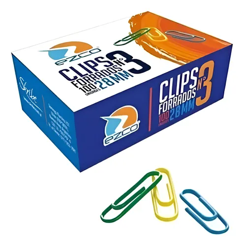 Clips Metálicos Ezco N°3 28mm 100 Unidades FORRADOS COLORES