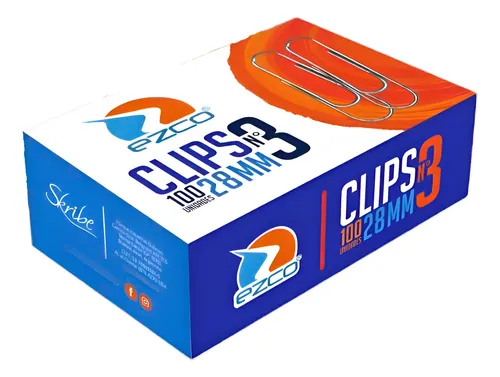 Clips Metálicos Ezco N°3 28mm 100 Unidades Color Plateado