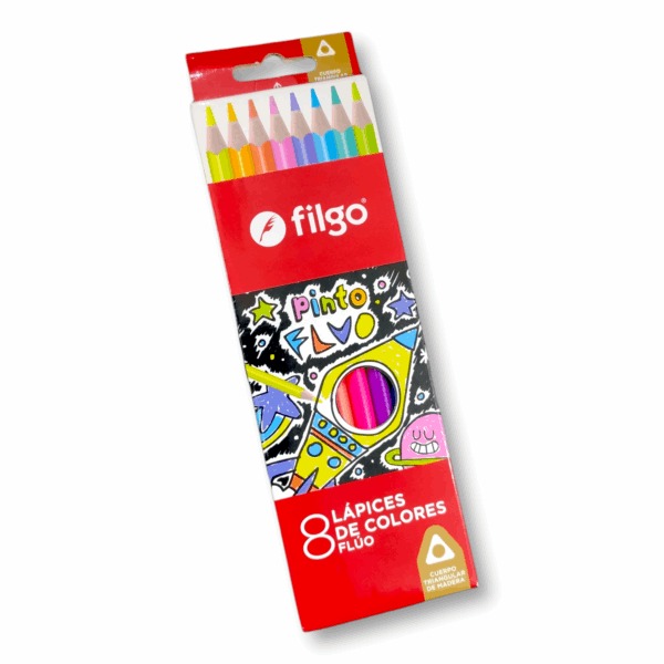 Lápices De Colores Filgo Pinto Flúo X8 Filgo - Imagen 2