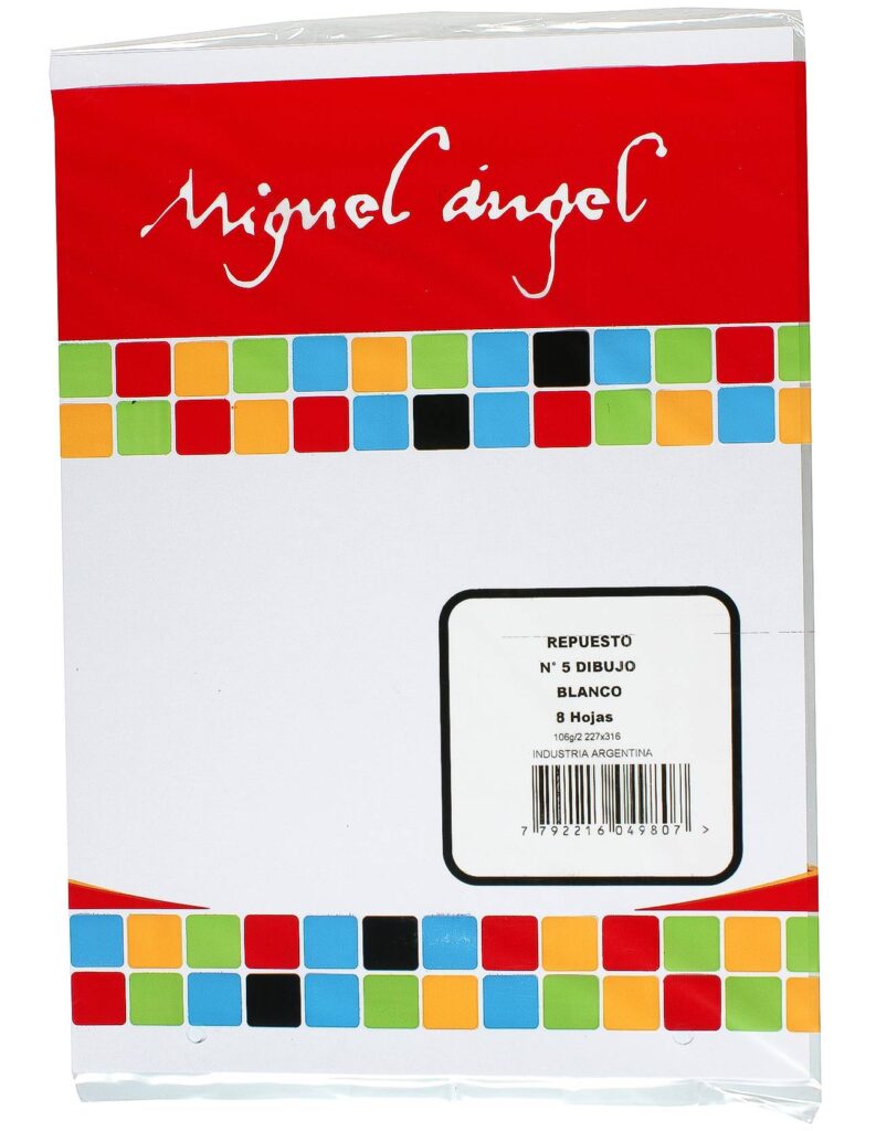 Repuesto Miguel Angel dibujo N5 Hoja Blanca (8hojas)