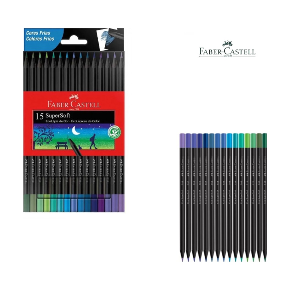 Lápices de colores Faber-Castell Supersoft fríos x15