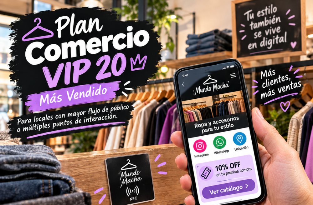 Cliente acercando el celular al Sticker NFC en un almacén