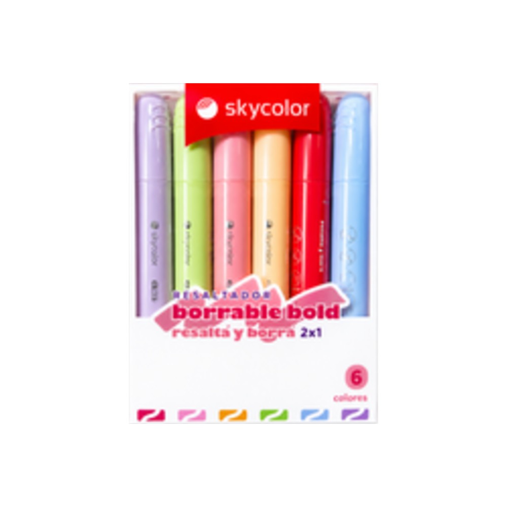 Resaltadores Skycolor borrables Bold x6
